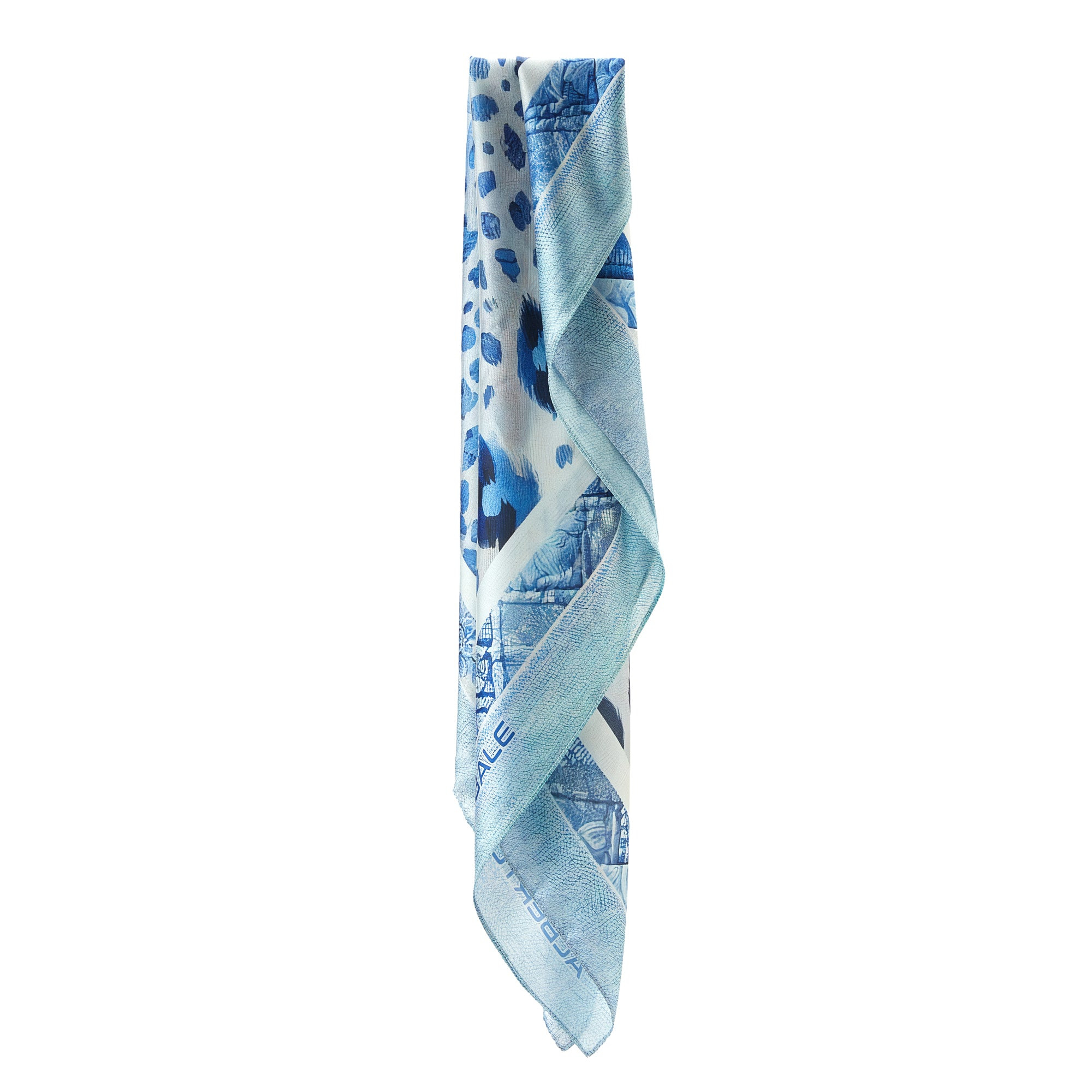 Grand carré de soie Blue Panther Zoé Bleu 100% Soie 90x90cm