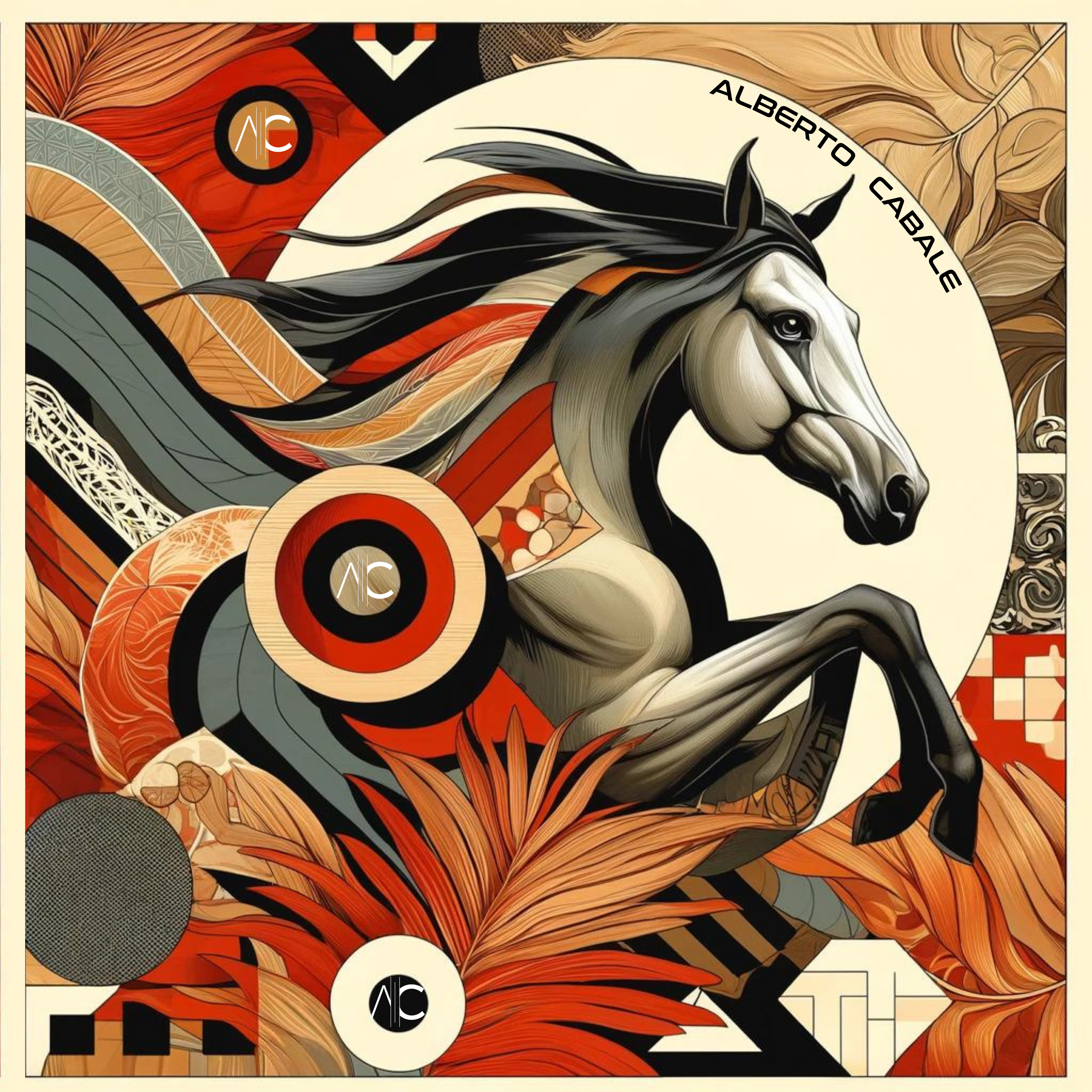 Grand carré de soie Fire Horse Zoé