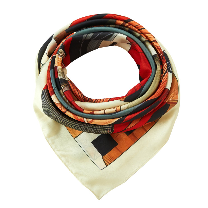 Grand carré de soie Fire Horse Zoé Orange 100% Soie 90x90cm