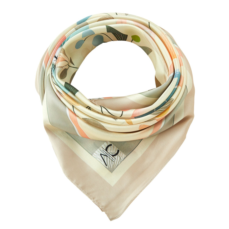 Grand carré de soie Nature Zoé Beige 100% Soie 90x90cm