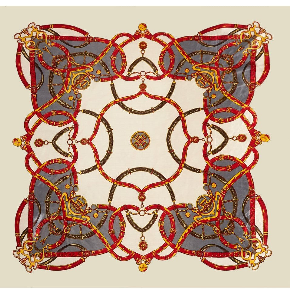 Grand carré de Soie White Heart Zoé Ivoire 100% Soie 90x90cm
