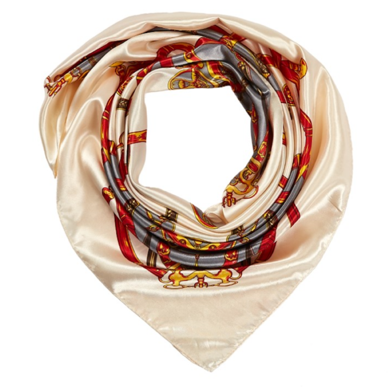 Grand carré de Soie White Heart Zoé Ivoire 100% Soie 90x90cm