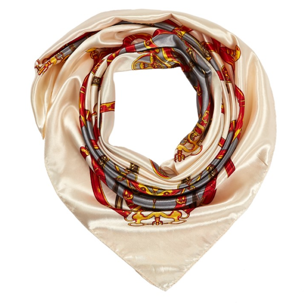 Grand carré de Soie White Heart Zoé Ivoire 100% Soie 90x90cm