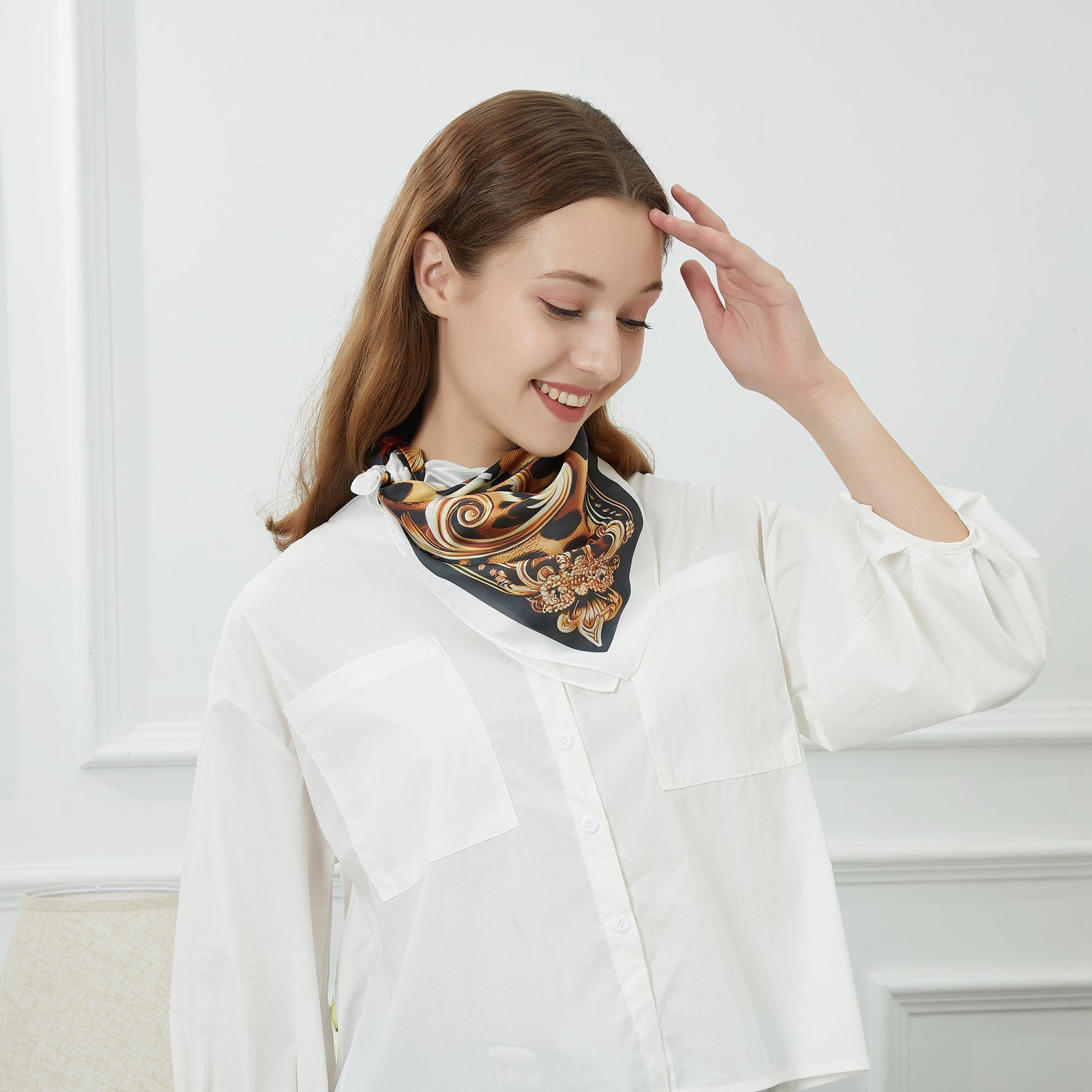 Petit carré de soie Rose Leopard Cléo