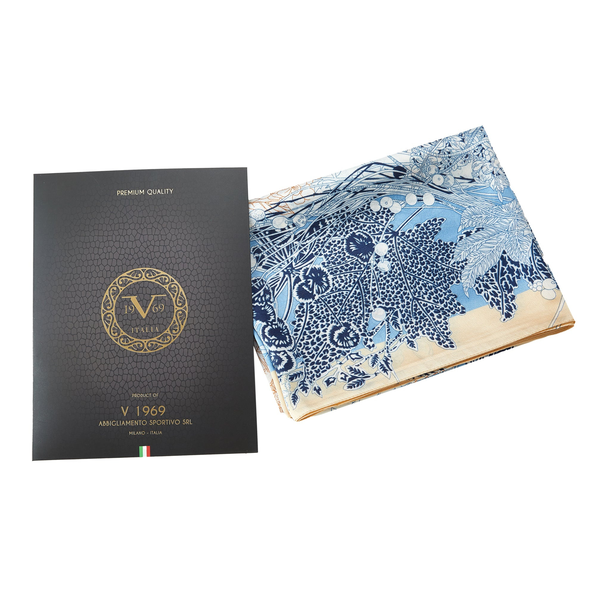 Etole de soie Flora Vivace Bleu 100% Soie 180x90 cm
