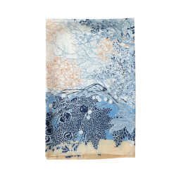 Etole de soie Flora Vivace Bleu 100% Soie 180x90 cm