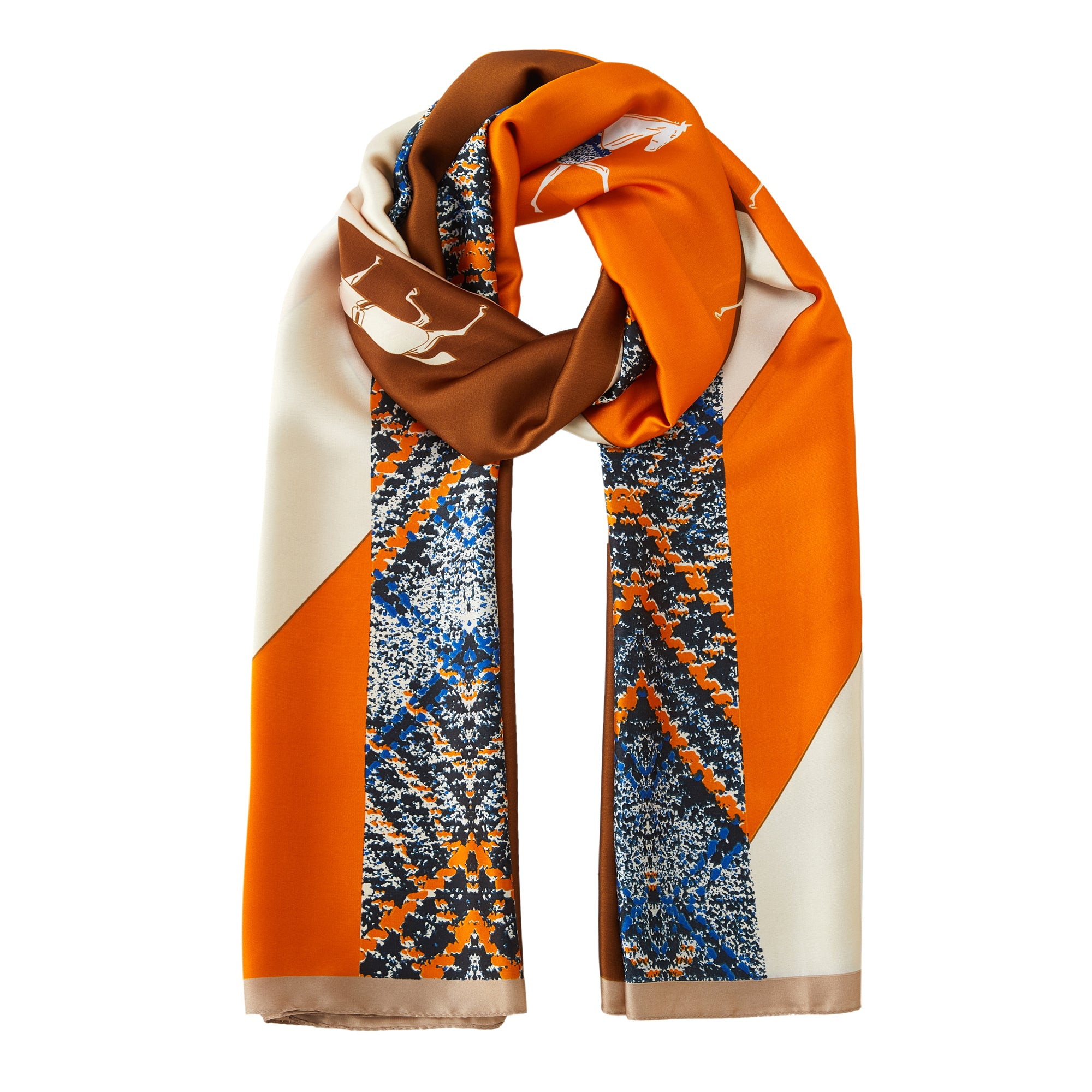 Etole de soie Vivace Patchwork Orange 100% Soie 180x90 cm