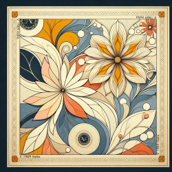 Carré de soie Grand Mystic Flowers Multi-couleurs 100% Soie 90x90cm