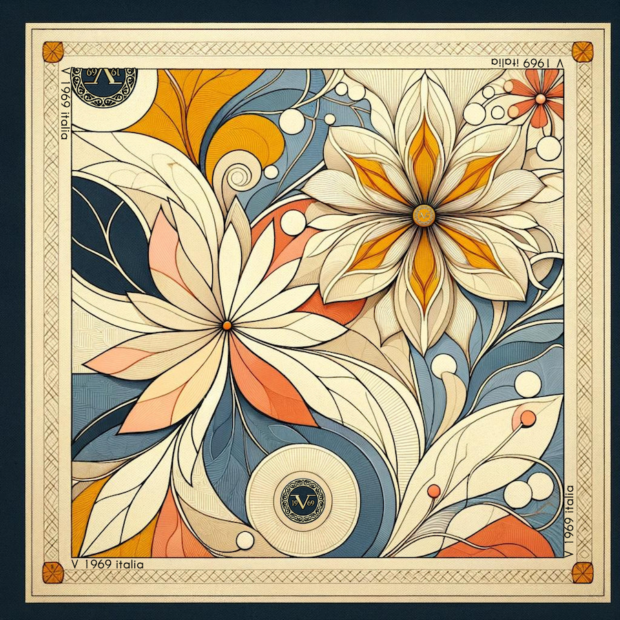 Carré de soie Grand Mystic Flowers Multi-couleurs 100% Soie 90x90cm