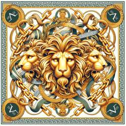 Carré de soie Grand ThreeLions 100% Soie 90x90cm