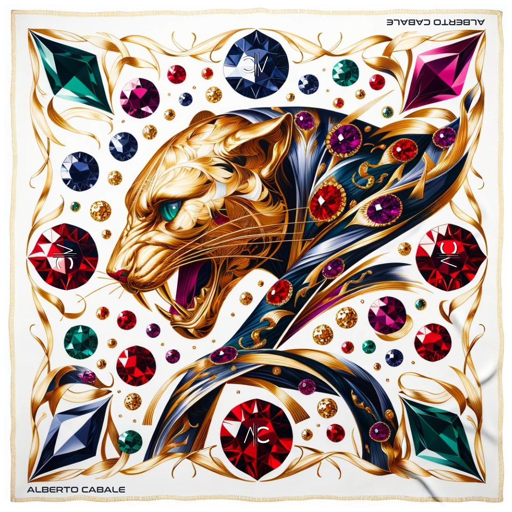 Grand carré de soie Metal Panther Zoé 100% Soie 90x90cm