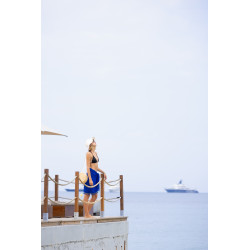Paréo de plage FRINGES Violet Coton bio 146 cm x 57 cm